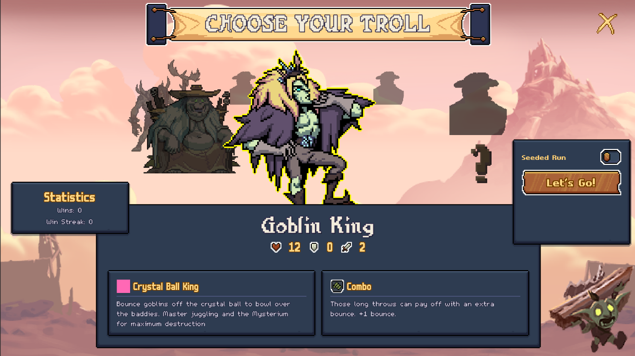 Choose your troll character select screen